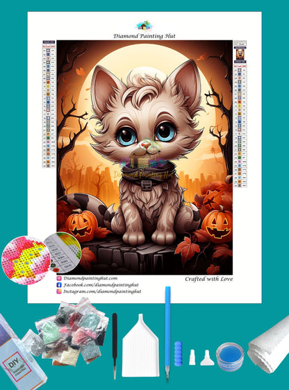 Cat on Halloween Diamond Painting