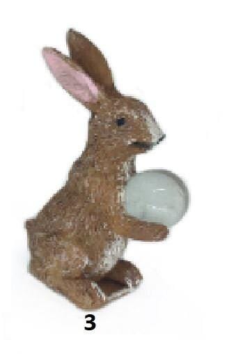 Miniature Animal Holding Gazing Ball, Choice of Fairy Garden Animals,  1.5" Micro Mini Woodland Animal with Clear Ball