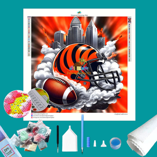 Cincinnati Bengals NFL Helmet Diamond Painting
