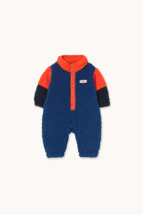 Color Block Polar Sherpa One-Piece in Summer Red