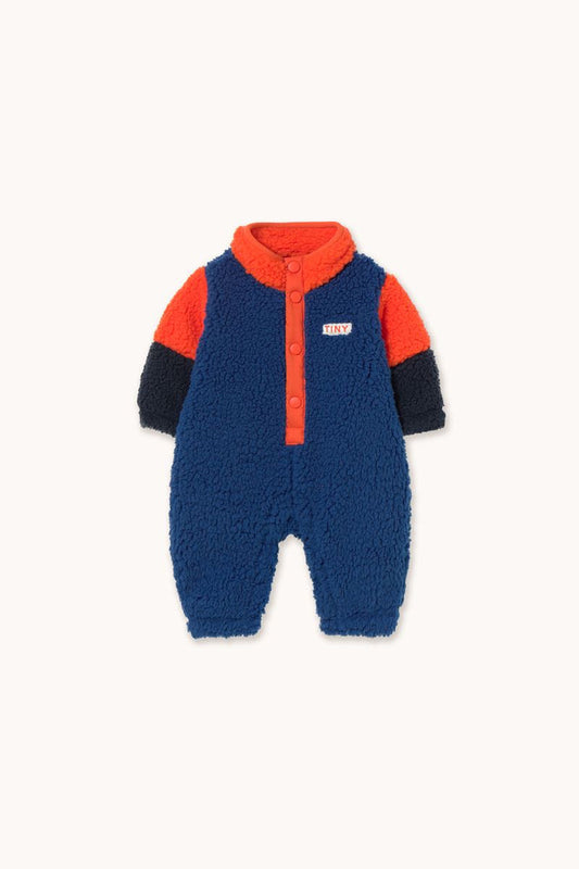 Color Block Polar Sherpa One-Piece in Summer Red