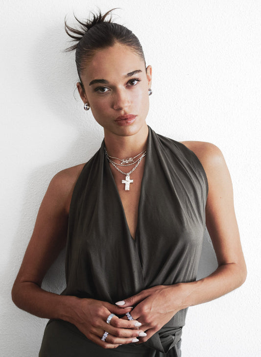 Icon Cross Necklace in Silver