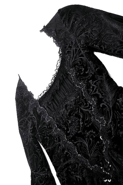 Coquette Flocked Vampire Velvet Dress