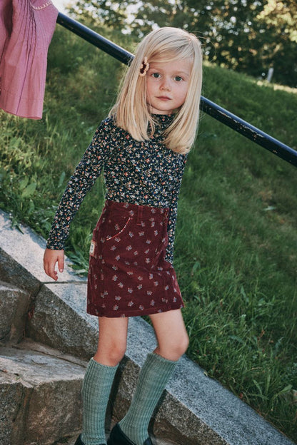 Corduroy Carpenter Skirt in Cambridge Mariposa