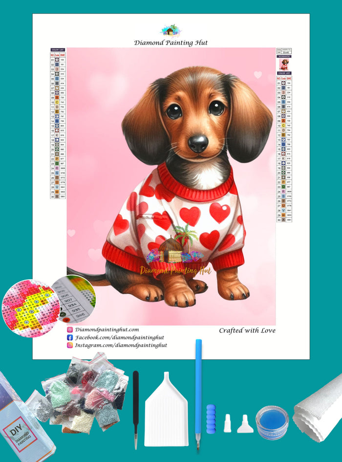 Dachshund Valentine's Diamond Painting