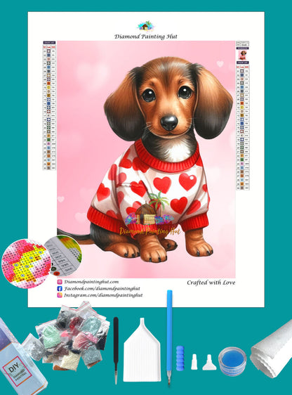 Dachshund Valentine's Diamond Painting