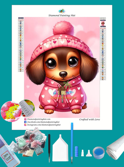 Dachshund Valentine's Diamond Painting