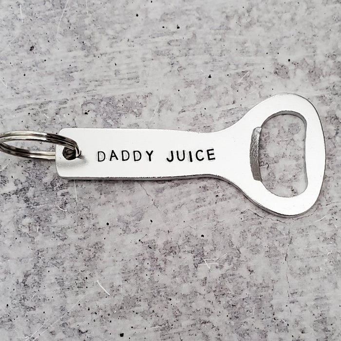 DADDY JUICE Beer Bottle Opener Keychain Salt and Sparkle