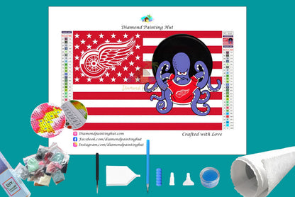 Detroit NHL Mascot Flag Diamond Painting-Diamond Painting Hut