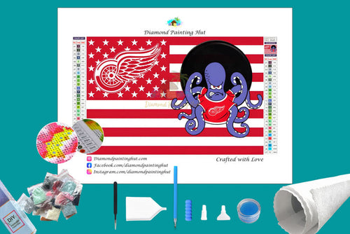 Detroit NHL Mascot Flag Diamond Painting-Diamond Painting Hut