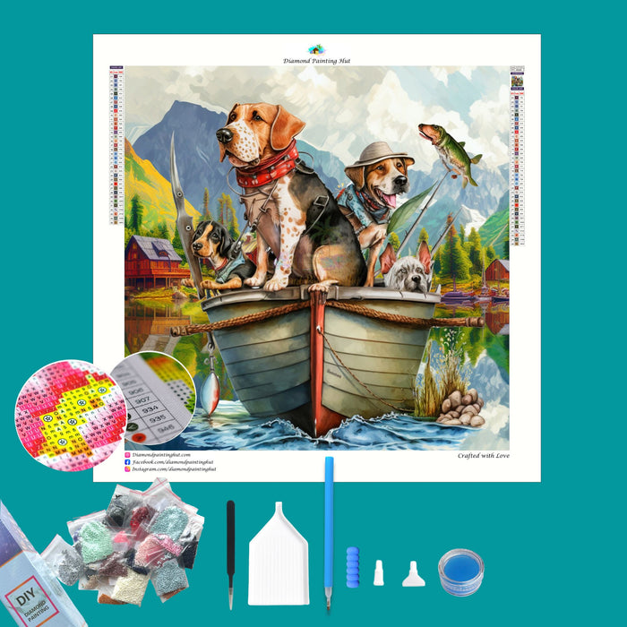 Dog Fishing Diamond Painting-Diamond Painting Hut
