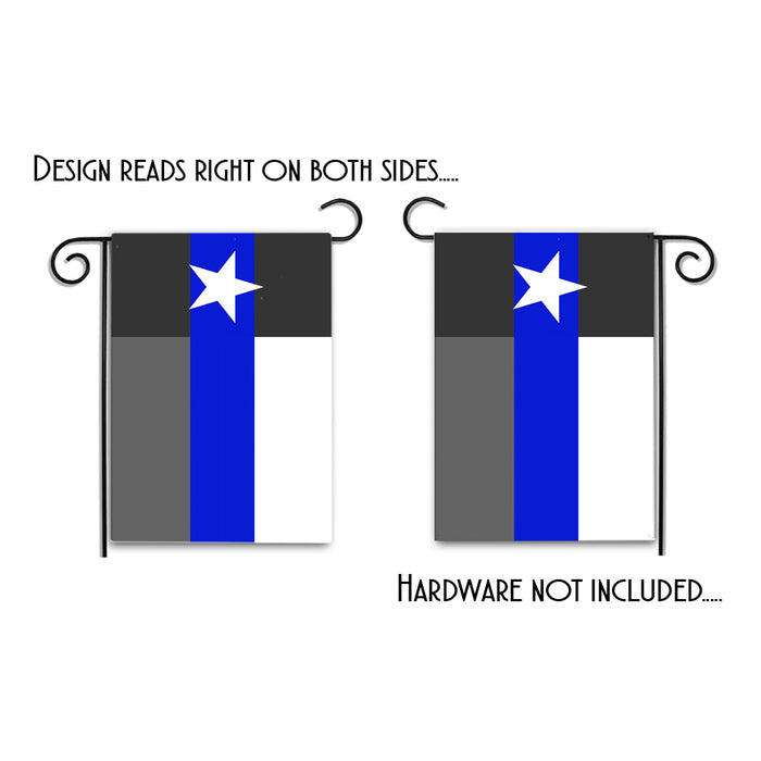 Double Sided Subdued Texas State Flag Thin Blue Line Law Enforcement Garden Flag