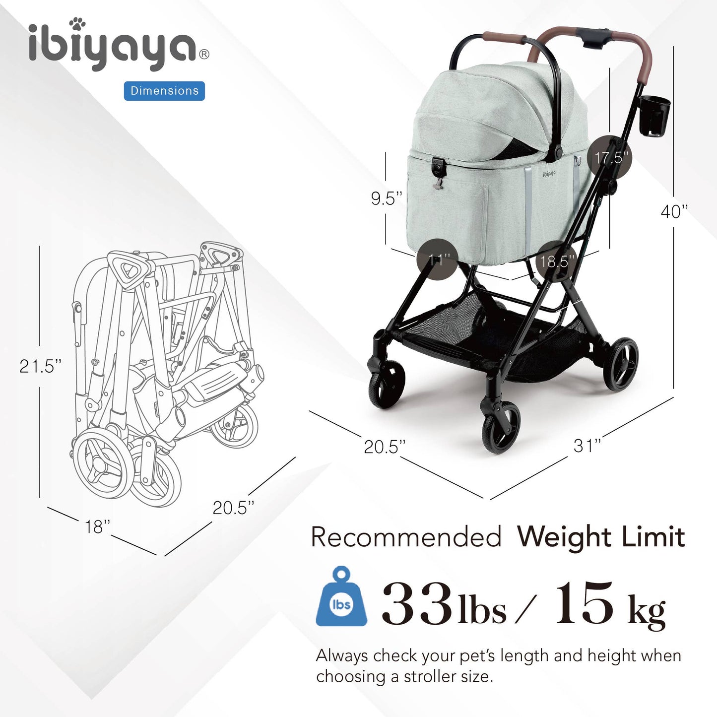 ibiyaya - Ibiyaya Tinker Small Detachable Pet Stroller