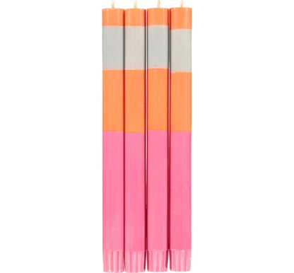 Eco Dinner Candles 4-Pack ABSTRACT Striped Orange Flame, Willow & Neyron