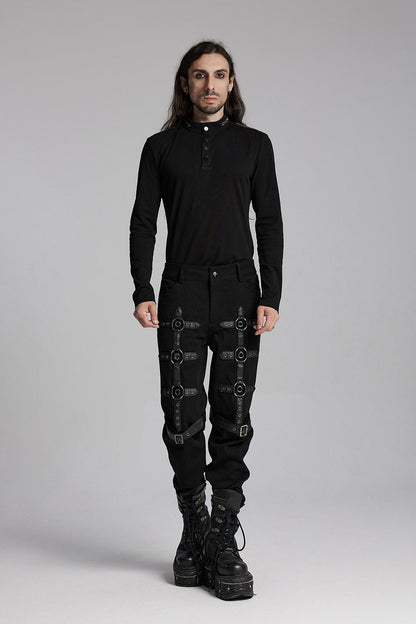 Black Oil Buckle Pants