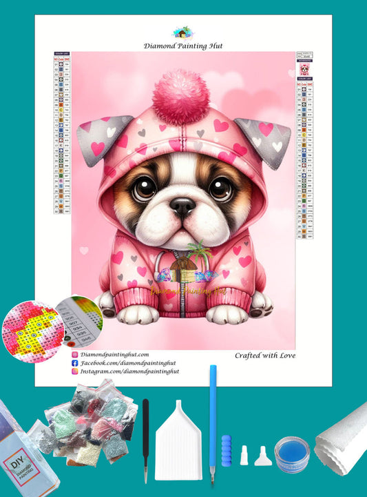 English Bulldog Valentine's Diamond Painting