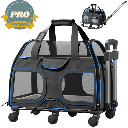 Luxury Rider Pet Carrier with Removable Wheels - 4 Colors: Black and Blue