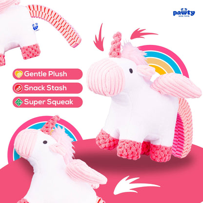 PAWTY Dog Toys - PAWTY Unicorn Dog Toy – Plush Magical Squeaky Toy with Crinkle Wings – Soft & Durable Chew Companion – Cute Fantasy Gift for Dogs – Ideal for Small & Medium Dogs