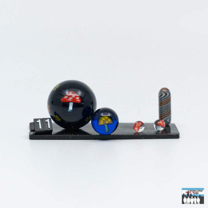 Fidget Glass Mushroom Slurper Set: 5-Piece Kit, Unique Dabbing Accessories, Mushroom-Themed Design, Durable Glass Construction, Assorted Colors, Elevates Dabbing Performance