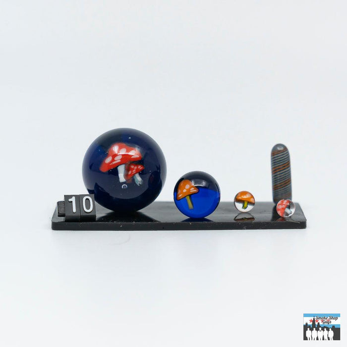 5-Piece Mushroom Dabbing Kit: Fidget Glass, Unique Dabbing Accessories, Mushroom-Themed Design, Durable Glass, Assorted Colors, Optimized Vaporization