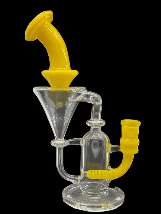 Fogz Glass Banana Recycler Rig: Solid Color, Durable Dab Rig, Smooth Hits, Efficient Filtration
