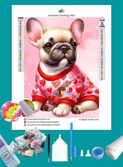French Bulldog Valentine's Diamond Painting