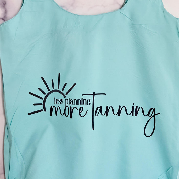 Funny Teacher Summer Beach Bag, Less Planning More Tanning Tote Bag,  Nylon Grocery Bag for Summer Vacation, End of Year Teacher Present Salt and Sparkle