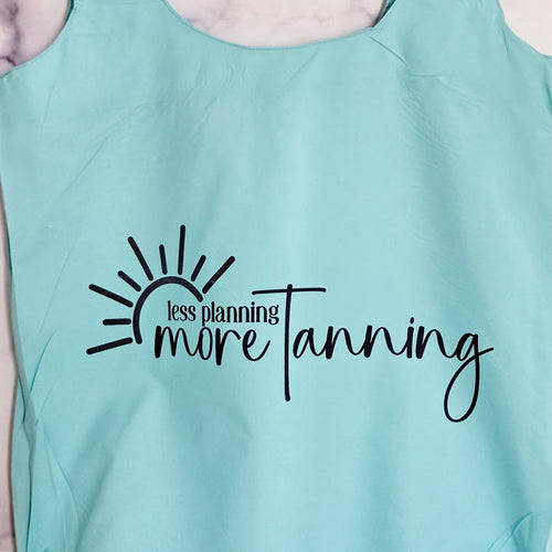 Funny Teacher Summer Beach Bag, Less Planning More Tanning Tote Bag,  Nylon Grocery Bag for Summer Vacation, End of Year Teacher Present Salt and Sparkle