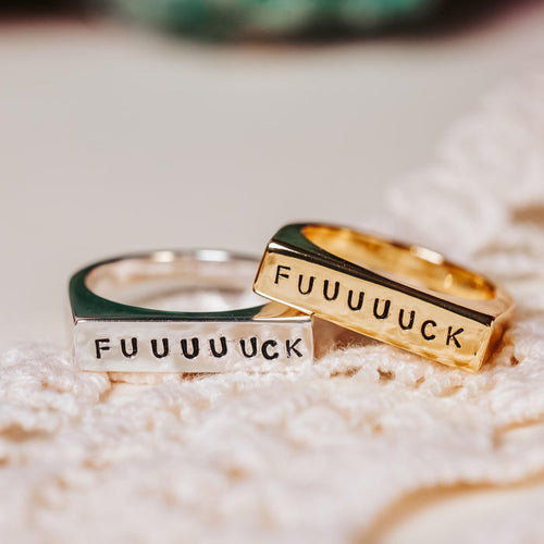 FUUUUUCK Gold or Silver Flat Top Ring Salt and Sparkle