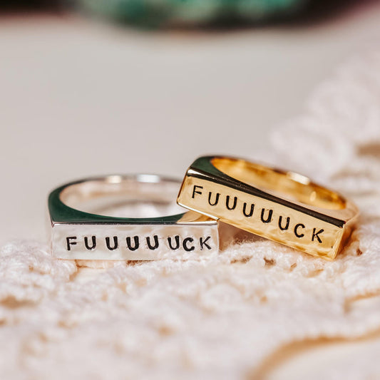 FUUUUUCK Gold or Silver Flat Top Ring Salt and Sparkle