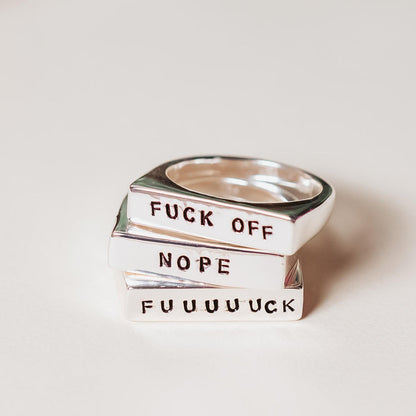 FUUUUUCK Gold or Silver Flat Top Ring Salt and Sparkle