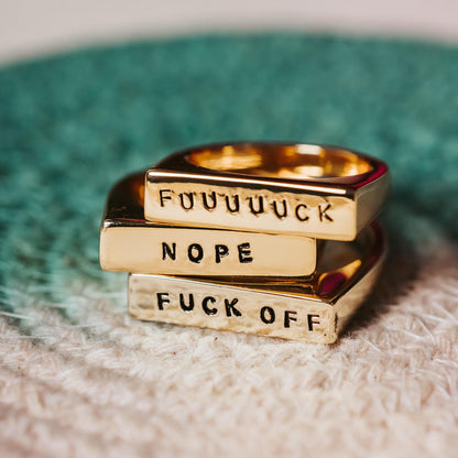 FUUUUUCK Gold or Silver Flat Top Ring Salt and Sparkle