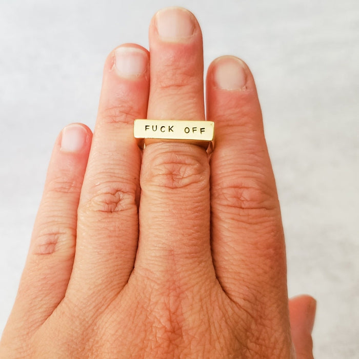 FUUUUUCK Gold or Silver Flat Top Ring Salt and Sparkle