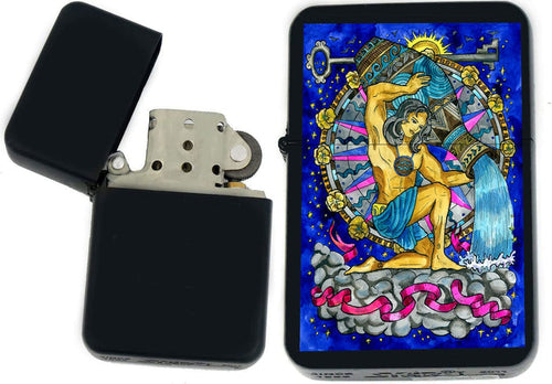 GIFTS INFINITY - Birthday Zodiac Signs Windproof Lighters - Black Matt (Aquarius 1)