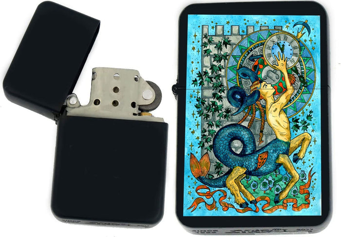 GIFTS INFINITY - Birthday Zodiac Signs Windproof Lighters - Black Matt (Capricorn 1)