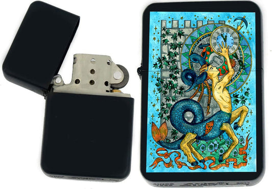 GIFTS INFINITY - Birthday Zodiac Signs Windproof Lighters - Black Matt (Capricorn 1)
