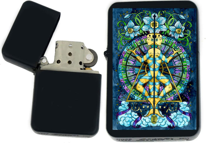 GIFTS INFINITY - Birthday Zodiac Signs Windproof Lighters - Black Matt (Gemini 1)