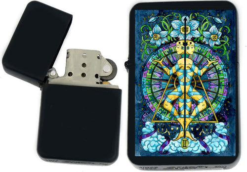 GIFTS INFINITY - Birthday Zodiac Signs Windproof Lighters - Black Matt (Gemini 1)