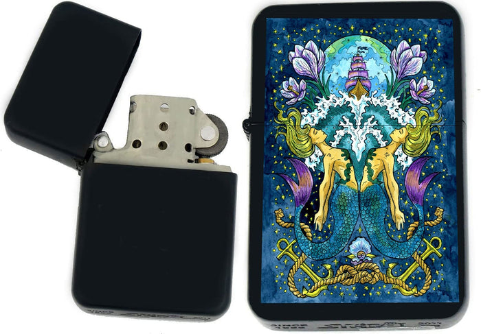 GIFTS INFINITY - Birthday Zodiac Signs Windproof Lighters - Black Matt (Pisces 1)