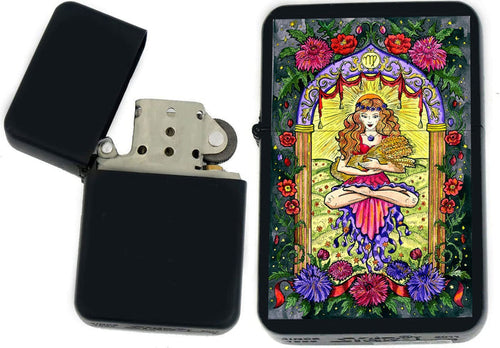 GIFTS INFINITY - Birthday Zodiac Signs Windproof Lighters - Black Matt (Virgo 1)