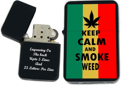 GIFTS INFINITY  - Personalized Leaf Collection Windproof Lighters - Black Matt (WD-22)