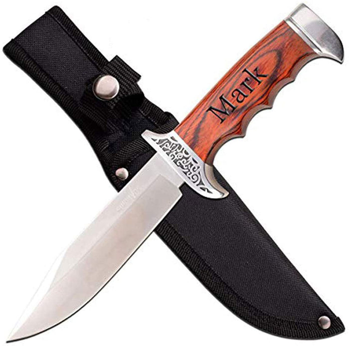 GIFTS INFINITY 10.25" Overall Special Fixed Blade Hunting Knife, Sharp Blade, Brown Wood Handle with Sheath