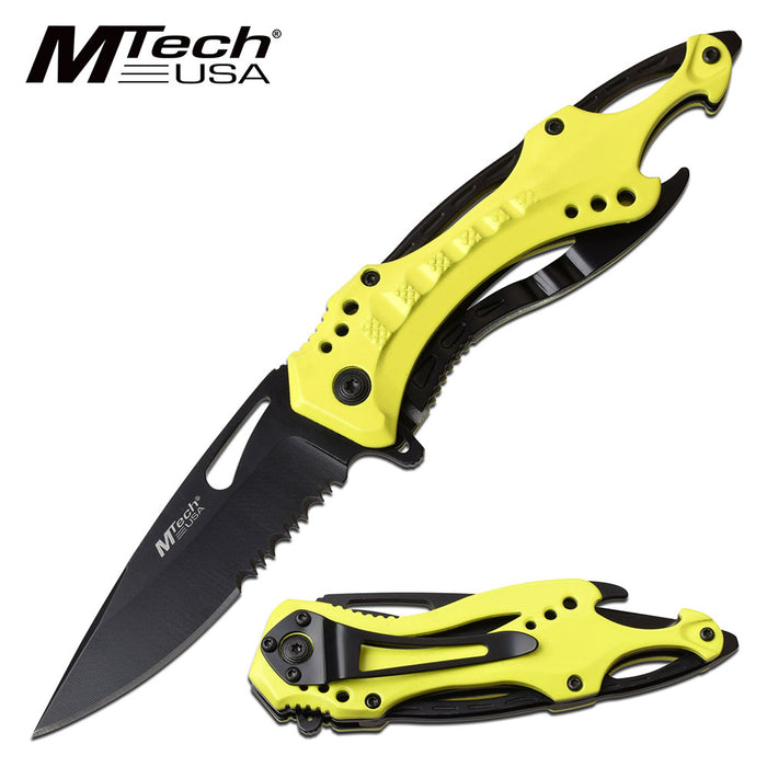 GIFTS INFINITY  4.5" Closed Personalized Engraved Folding Pocket Knife, Black Stainless Steel Tactical Blade Knife with Yellow Handle