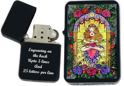 GIFTS INFINITY-Personalized Birthday Zodiac Signs Windproof Lighters-Black Matt (Virgo 1)