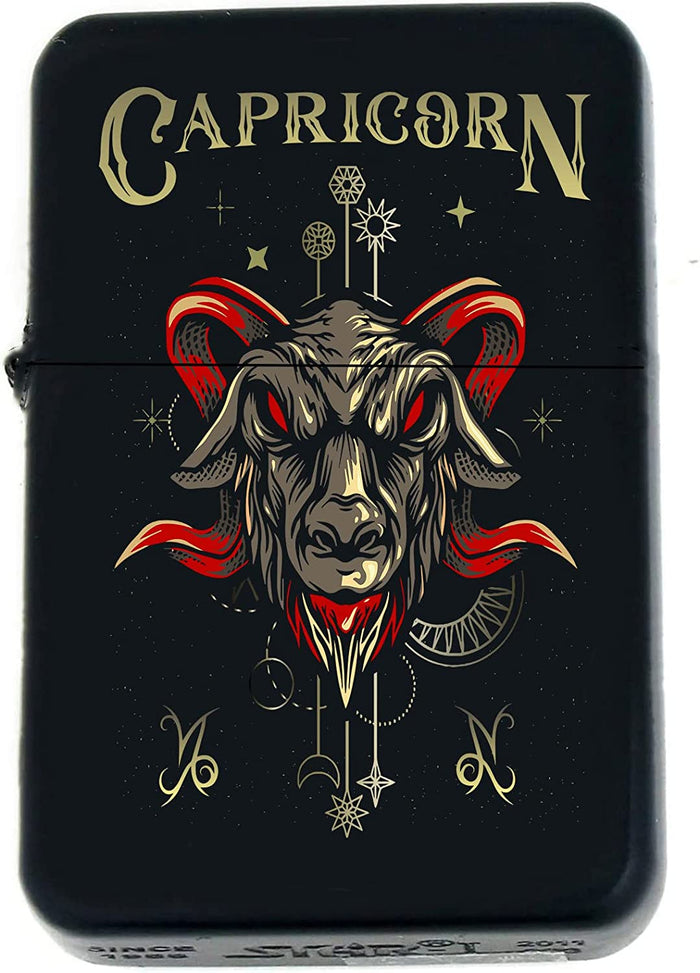 GIFTS INFINITY-Personalized Birthday Zodiac Signs Windproof Lighters-Black Matt (Capricorn)