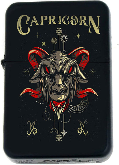 GIFTS INFINITY-Personalized Birthday Zodiac Signs Windproof Lighters-Black Matt (Capricorn)