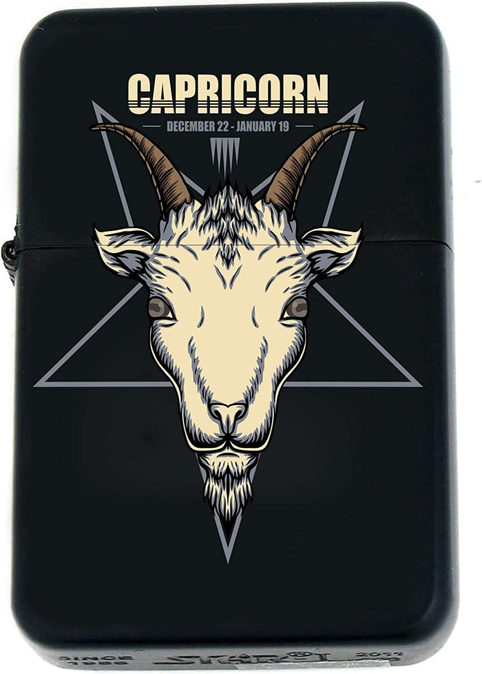 GIFTS INFINITY-Personalized Birthday Zodiac Signs Windproof Lighters-Black Matt (Capricorn 2)
