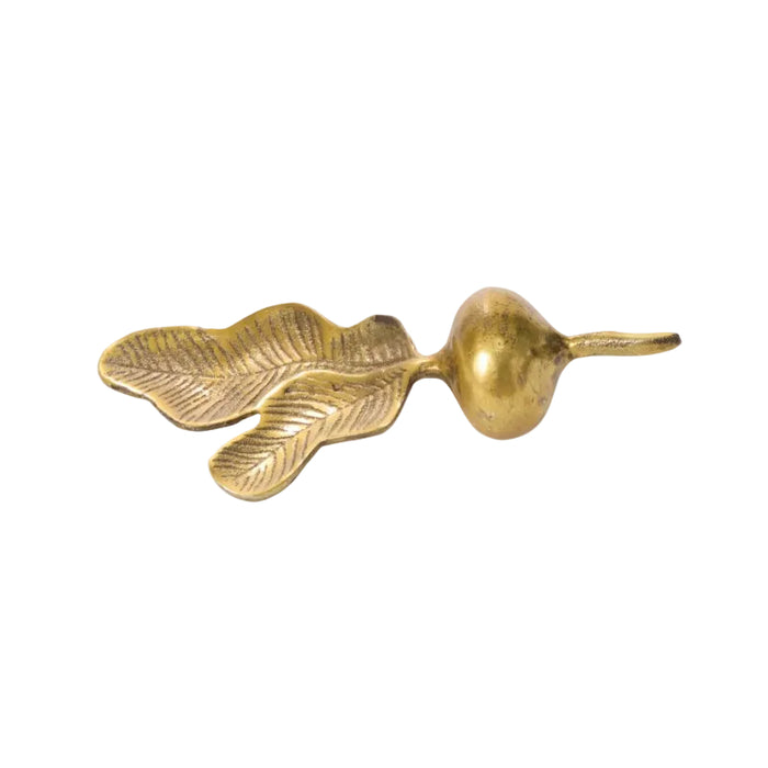 Polished brass decorative radish with detailed leaves for elegant home decor or tabletop display