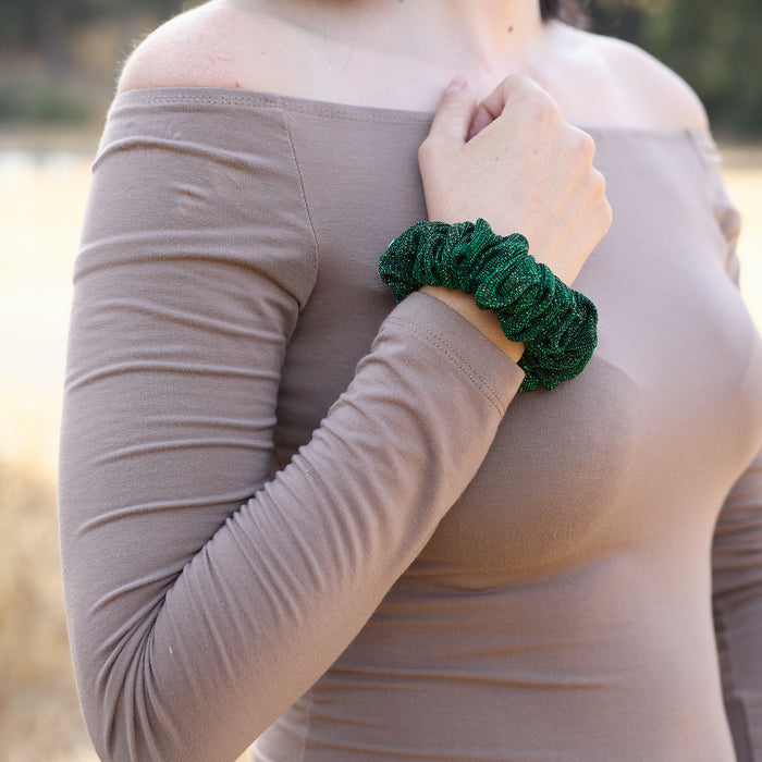 Glitter Scrunchie Green