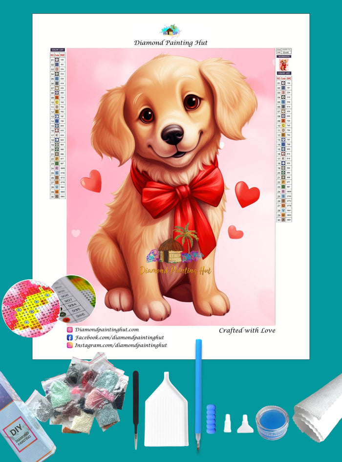 Golden Retriever Valentine's C Diamond Painting